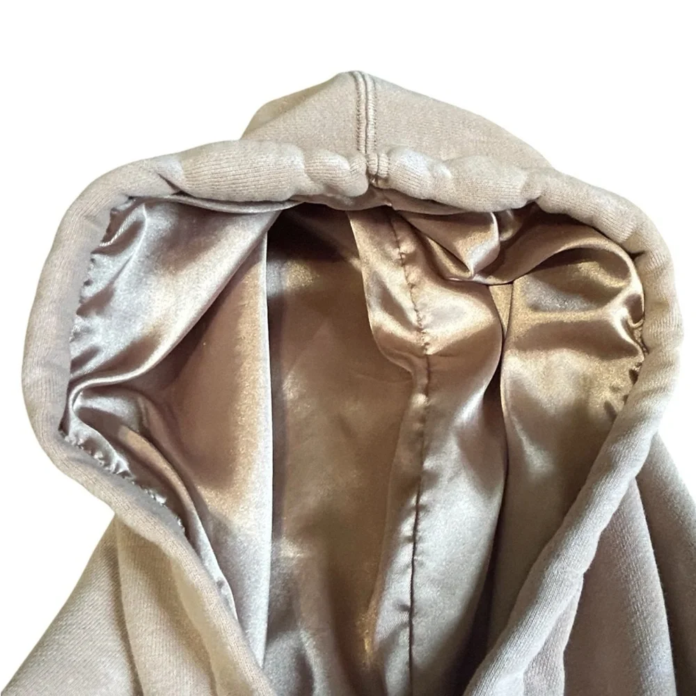 Jordan Satin Lined Hoodie Small Beige Pullover Nike Air